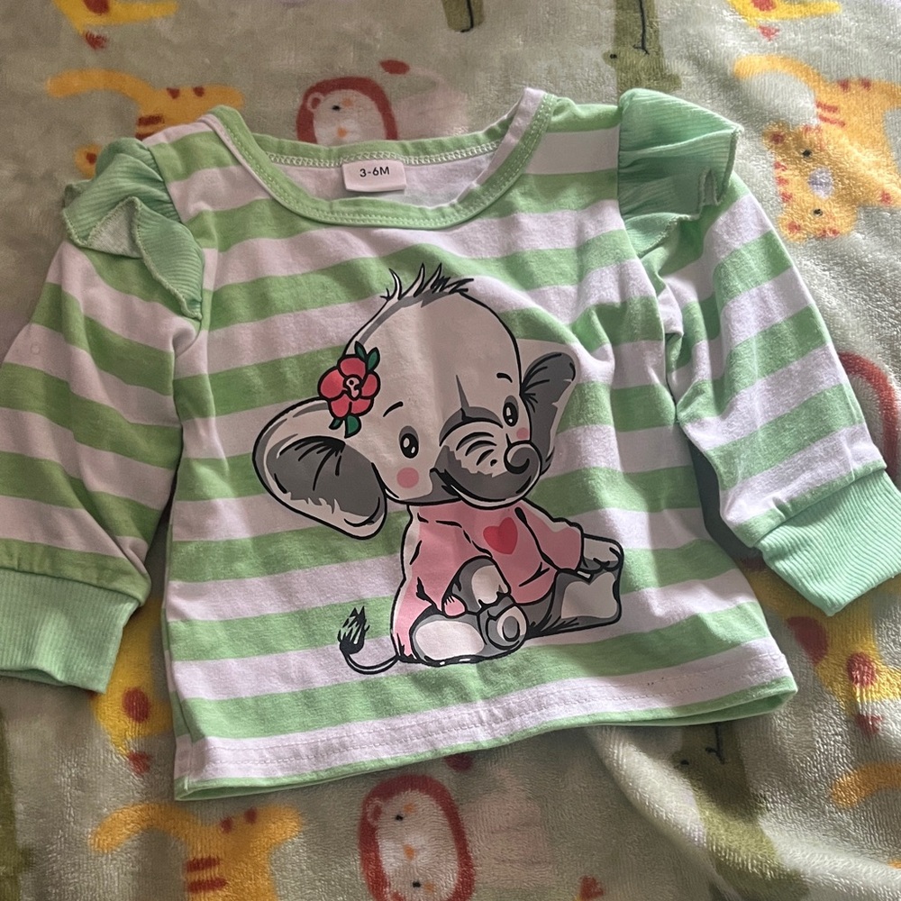 Cute Elephant Long Sleeve Kids Tee